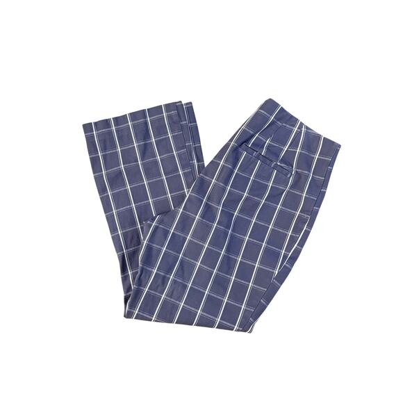 A New Day Blue White Gingham Straight Leg Women Size 14 Ankle Trouser Pants - Picture 2 of 3
